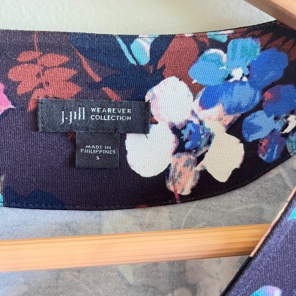 J. JILL Wearever Collection WOMENS Size S 3/4 Sleeve Floral Print Top Blouse - Picture 2 of 5